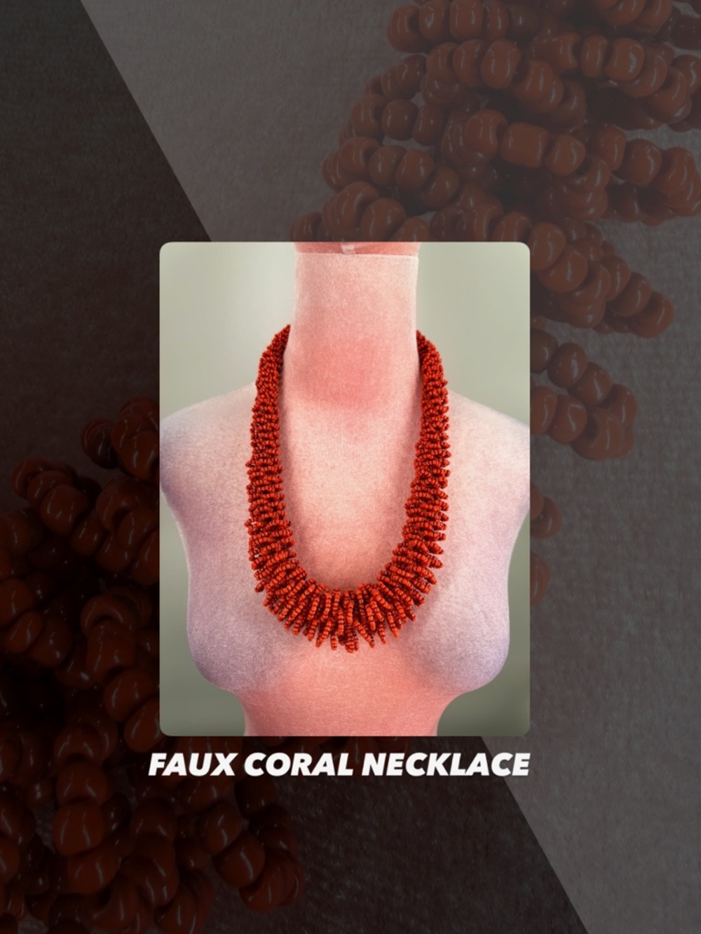 EUC Faux Coral Bead Statement Necklace